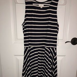 Blue and White Short Striped Dress